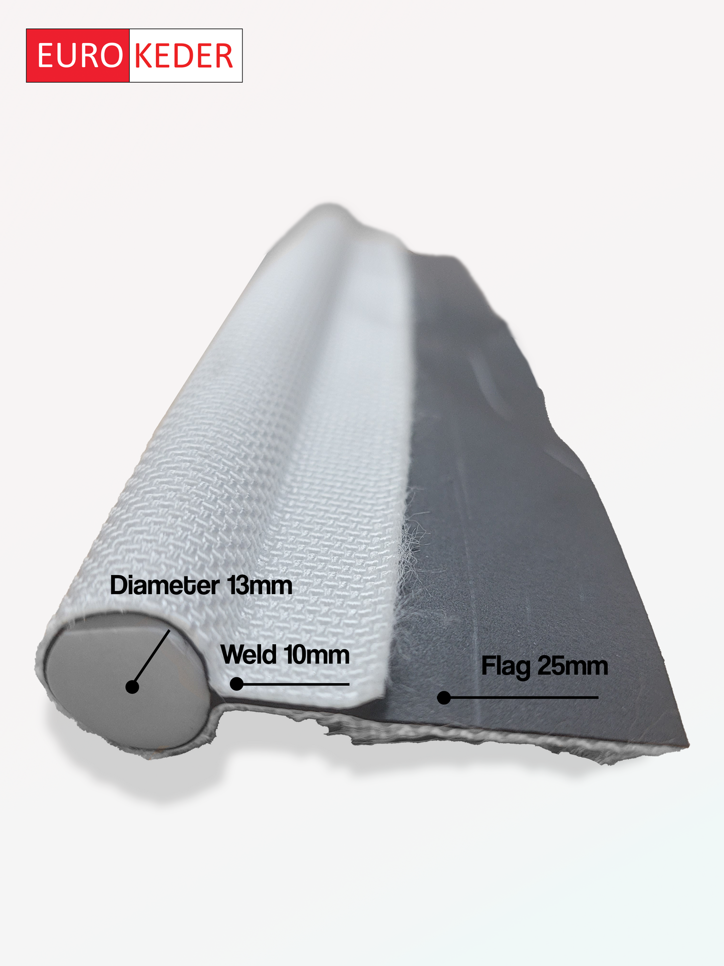 (EK-13-WO-920) Eurokeder 11mm White Single Flag Keder (200m Length)