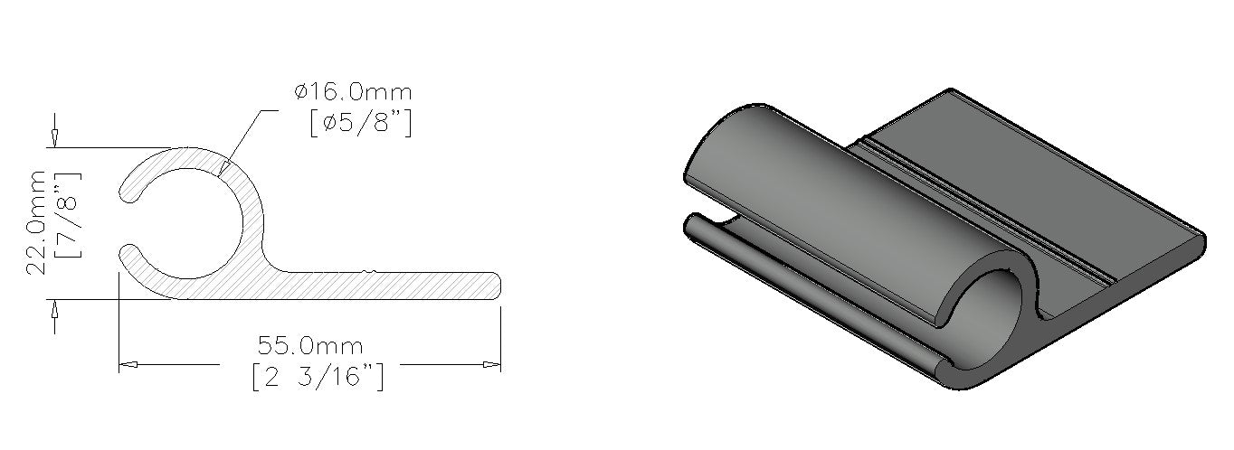 (EXT-016-015) 13mm Single Rail Keder Track (Two 7.5' length Pieces)