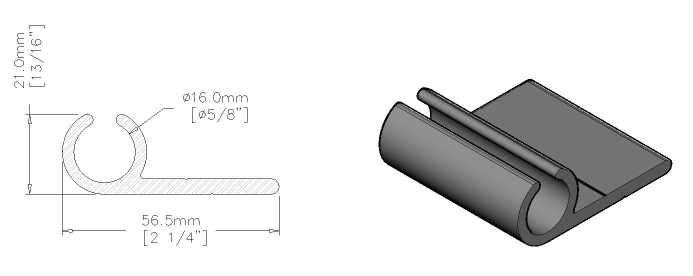 (EXT-035) 13mm Single Rail 90 Degree Keder Track (5' Length)