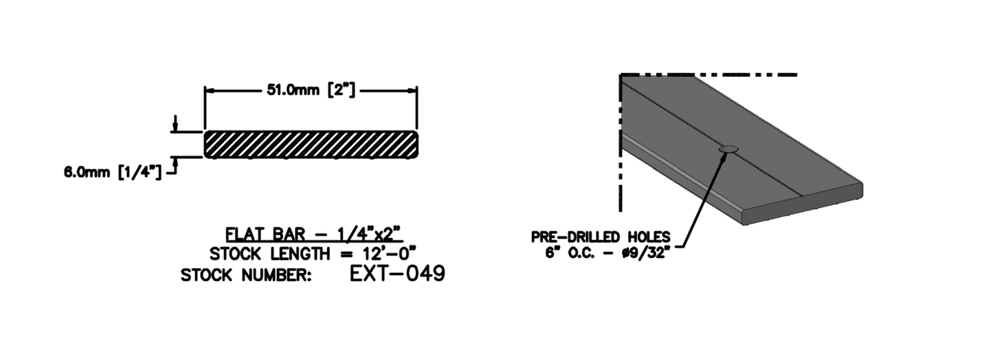 EXT-049 Flat Bar 1/4"x2"x12'