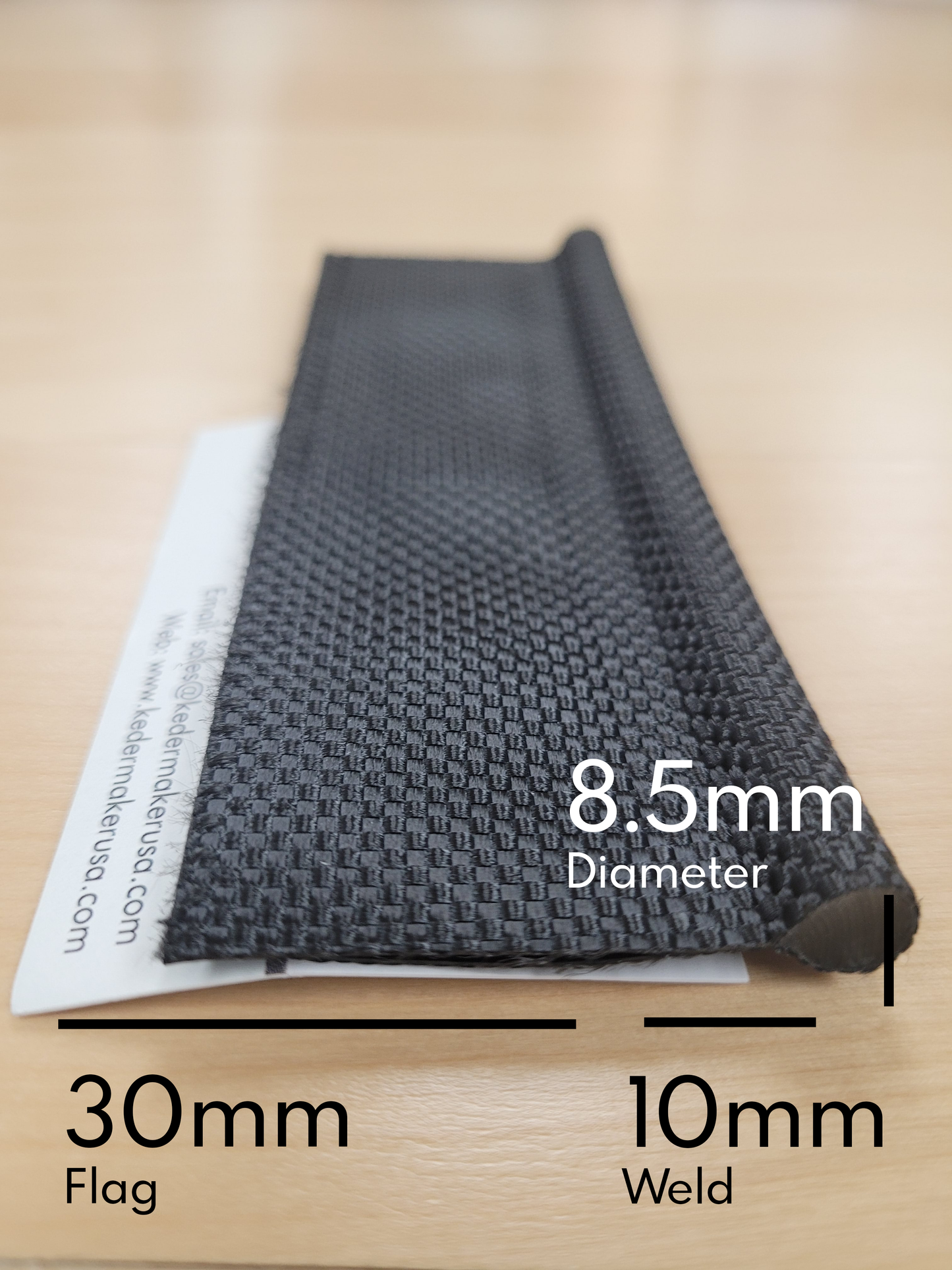 HD(8.5)-10-30 - 8.5mm Double Flag, 30mm Flag, Black, 200m Length