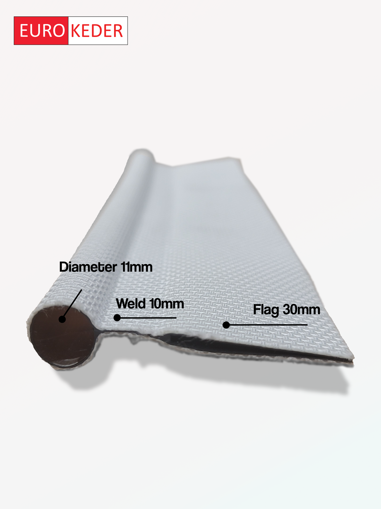 (EK-11-WO-614) Eurokeder 11mm White Double Flag Keder (200m Length)