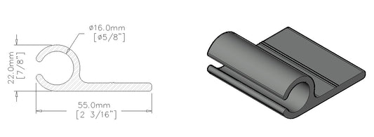 13mm Single Rail Keder Track (7.5' Length)