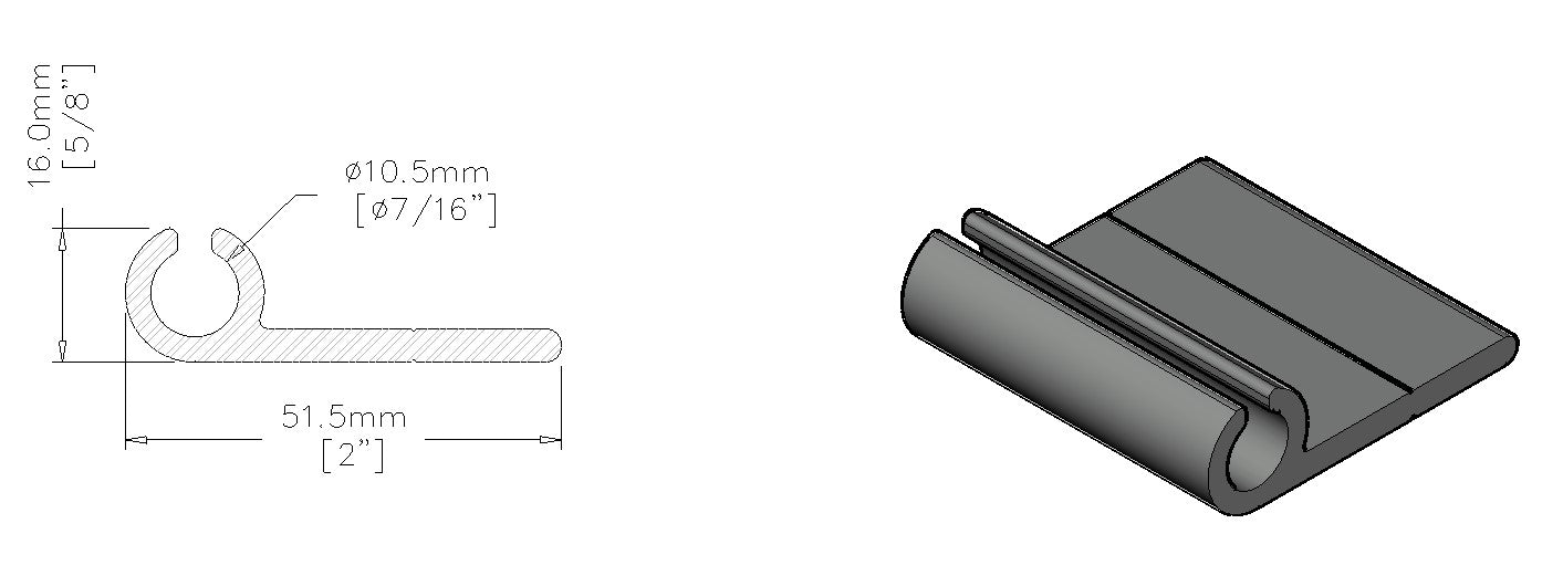 (EXT-031) 7mm Single Rail 90 Degree Keder Track (5' Length)