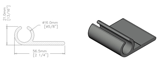 13mm Single Rail 90 Degree Keder Track (5' Length)