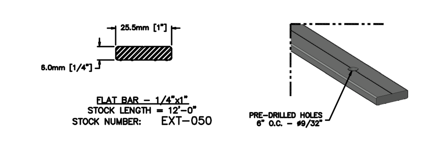 EXT-050 - Flat Bar 1/4"x1"x12'
